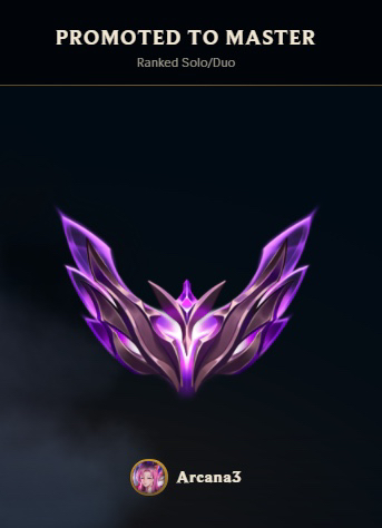 Arcana3 promoted to Master rank
