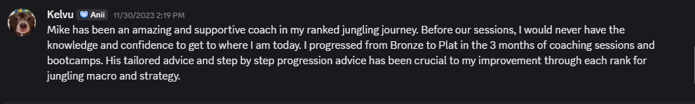 Original Discord coaching review from Kelvu